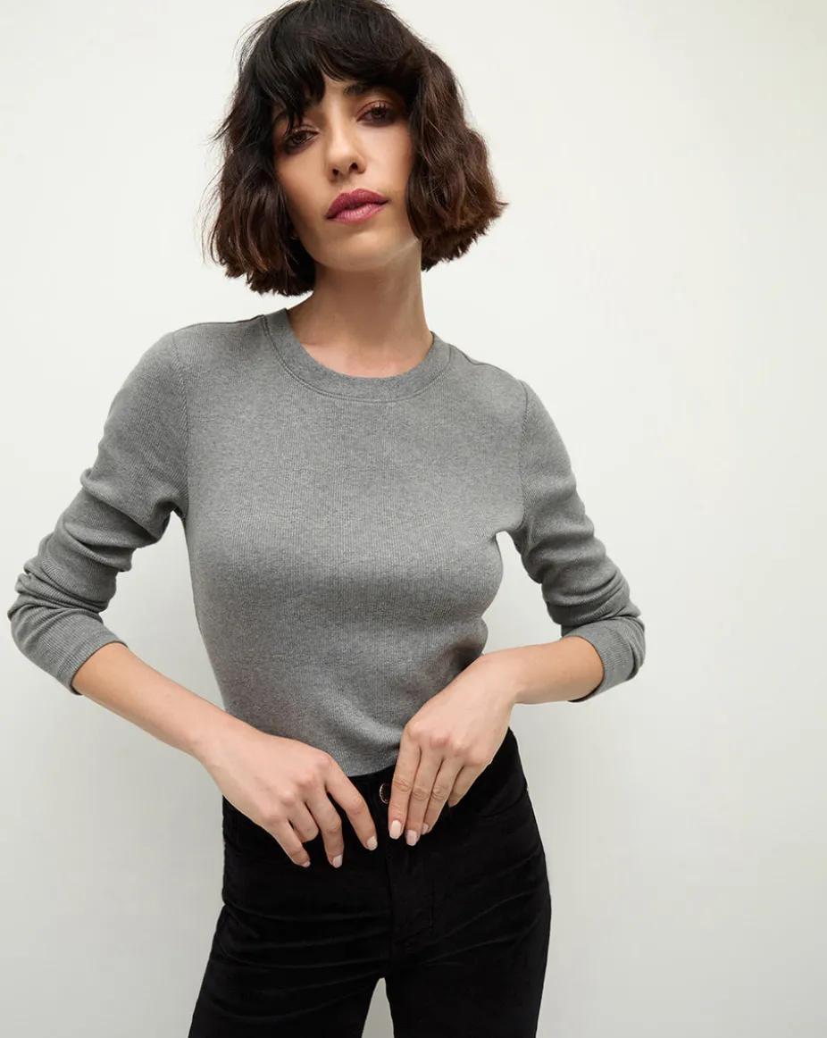 Long Sleeve Pruitt Tee in Heather Grey
