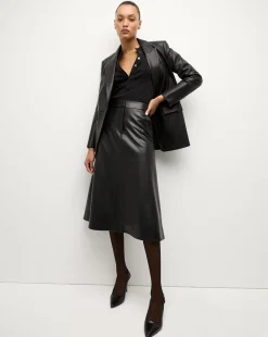 Louise Vegan Leather Skirt in Black