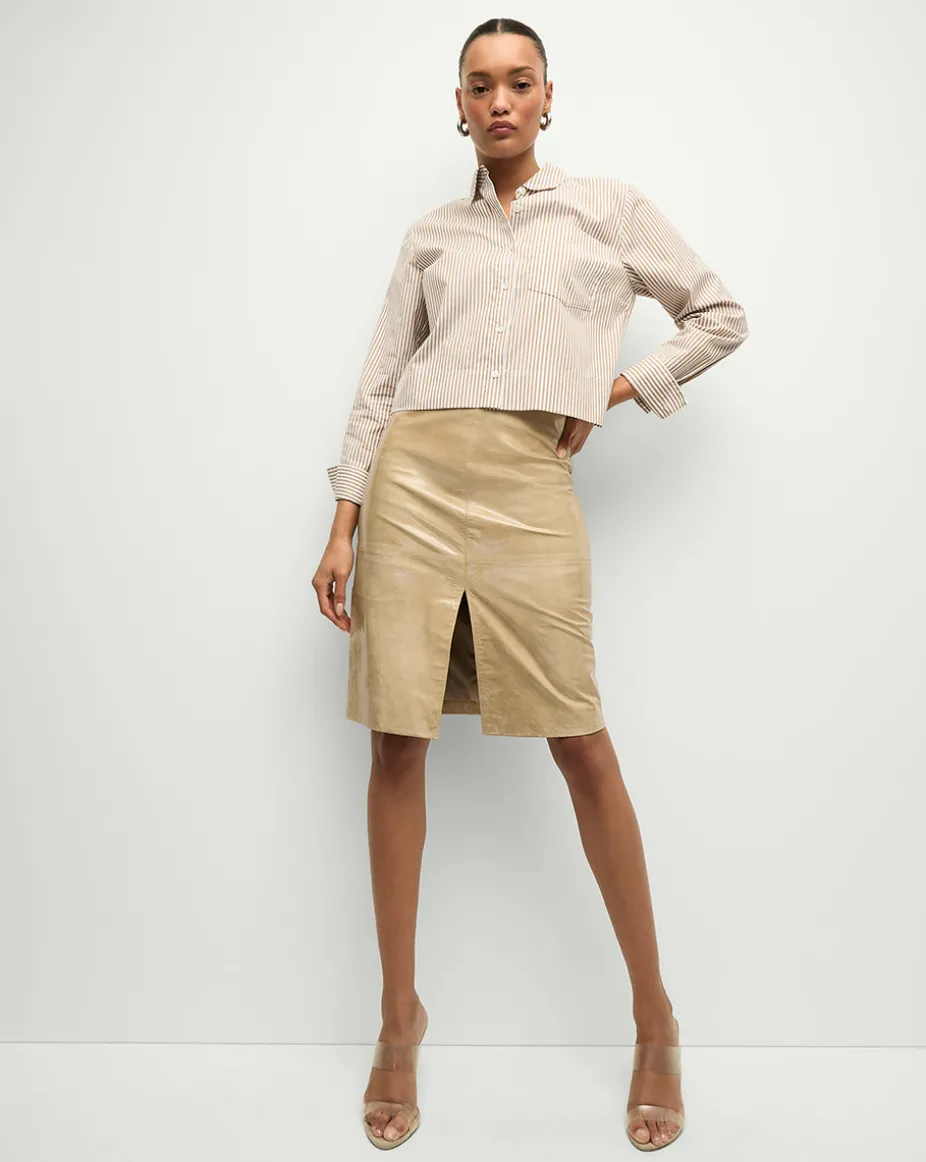 Maia Striped Shirt in Acorn/White