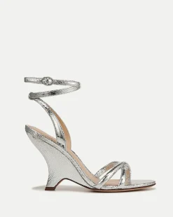Manuela Sculpted Wedge Metallic Leather Sandal