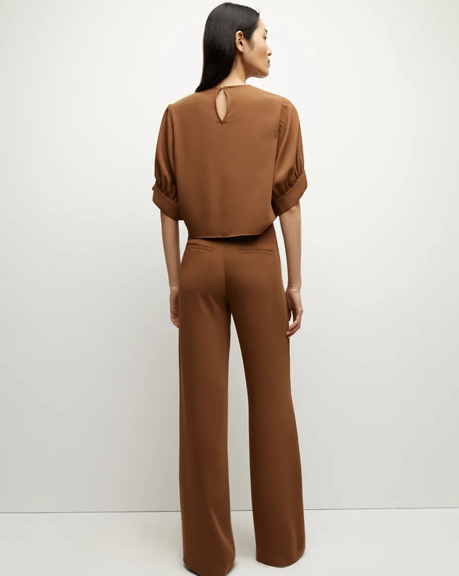 Margaret Matte Crepe Top in Deep Ochre