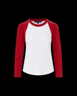 Mason Baseball Tee in White/Red