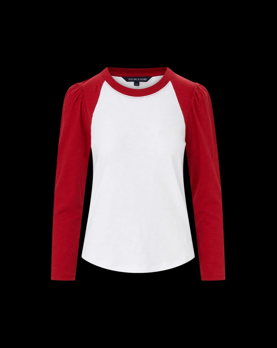 Mason Baseball Tee in White/Red
