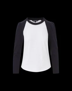 Mason Baseball Tee in White/Navy
