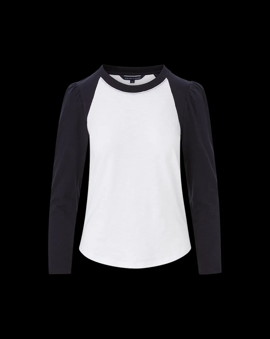 Mason Baseball Tee in White/Navy