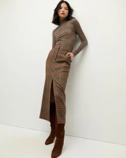 Maxine Plaid Maxi Skirt in Camel & Black