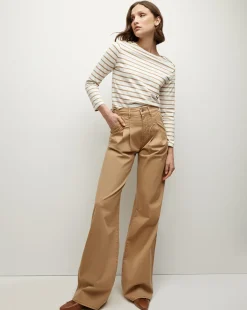 Mia Wide-Leg Pleated Pant in Khaki