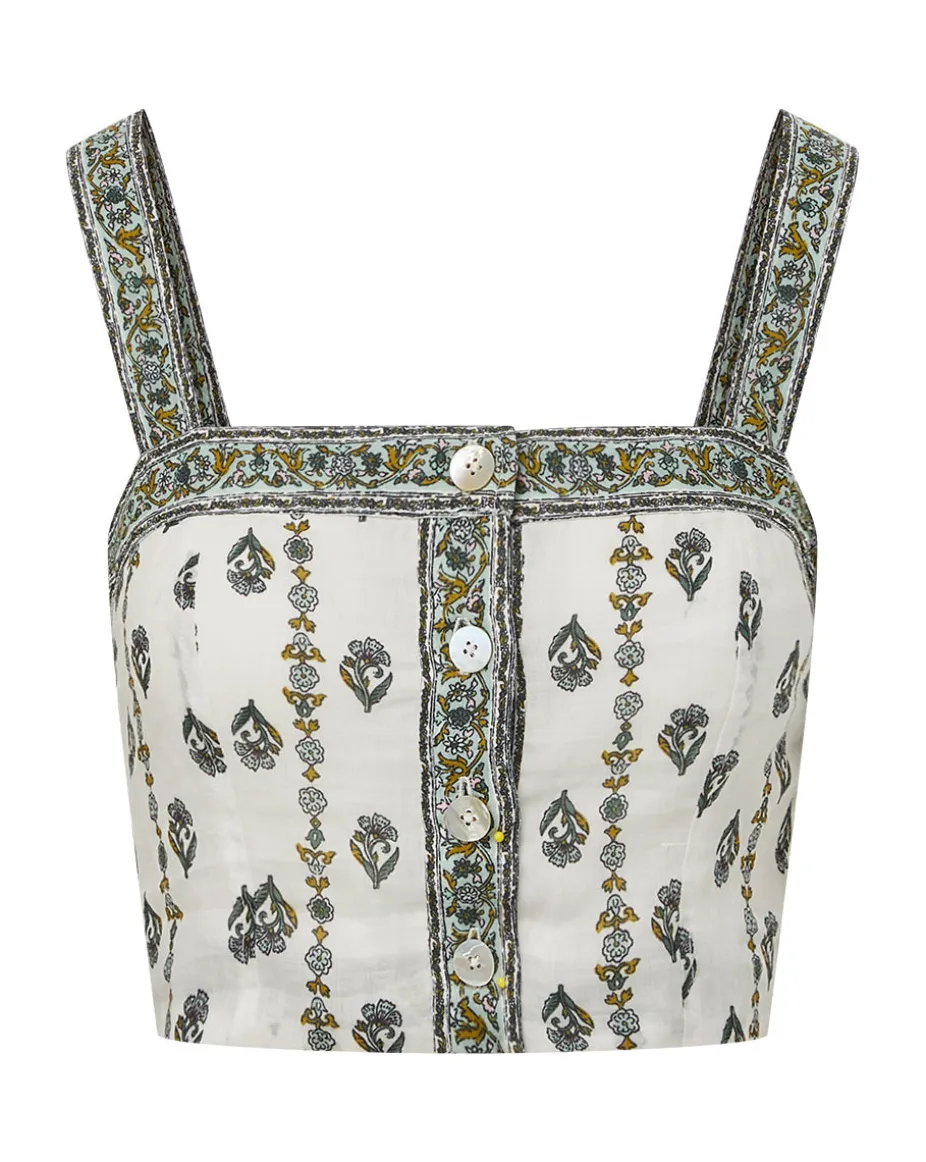 Milton Floral Square-Neck Crop Tank