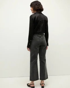 Monique Silk Button-Down Shirt in Black