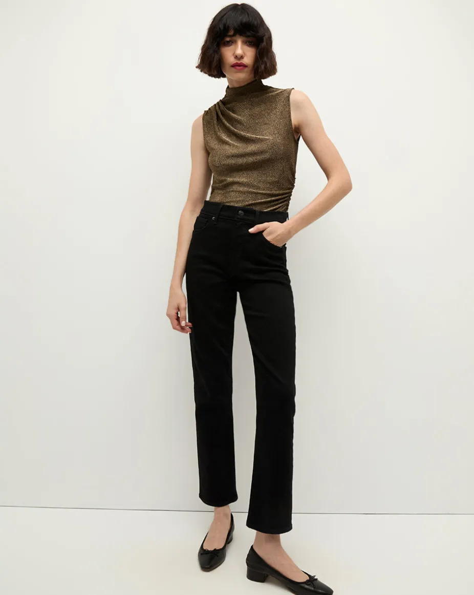 Mylie Sleeveless Top in Gold | High Neck Top