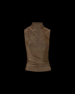 Mylie Sleeveless Top in Gold | High Neck Top