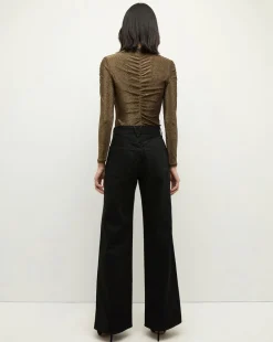 Neeta Ruched Long Sleeve Top in Gold
