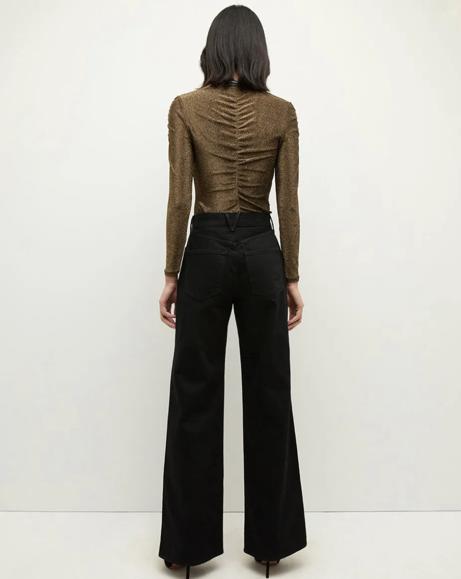 Neeta Ruched Long Sleeve Top in Gold