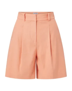 Noemi High-Waisted Coral Linen Short