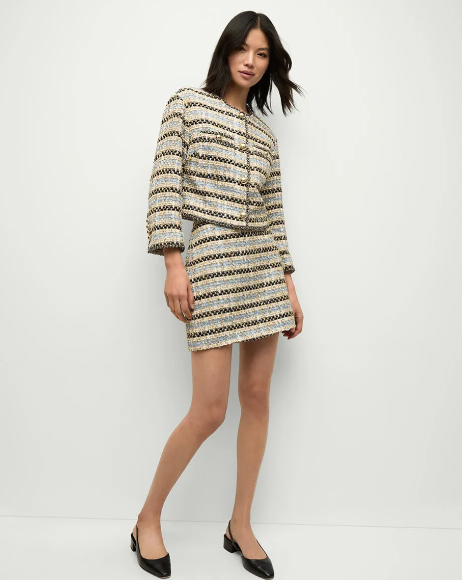 Ohemia Metallic Tweed Skirt in Blue/Ivory