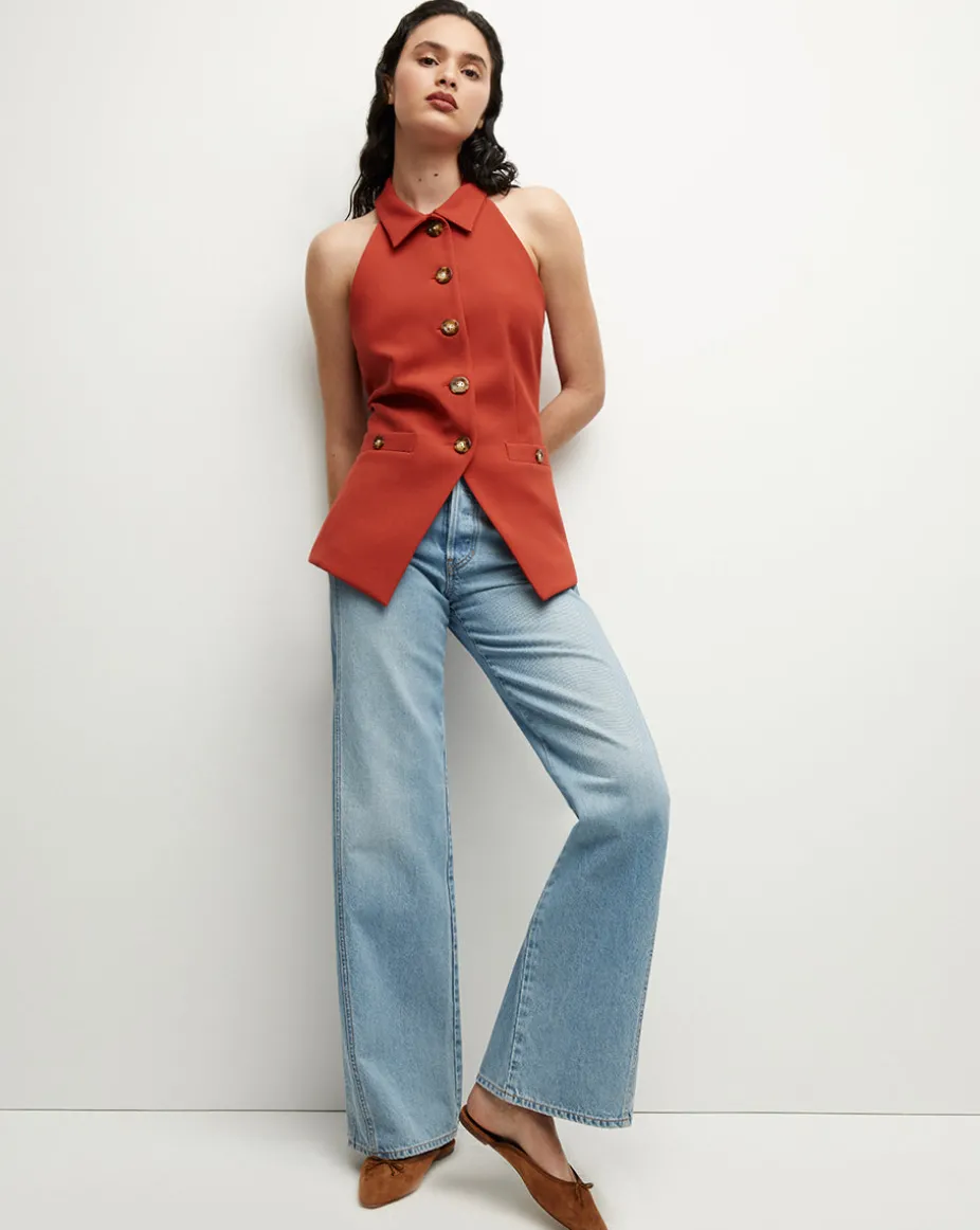 Orlinda Vest in Brick Red