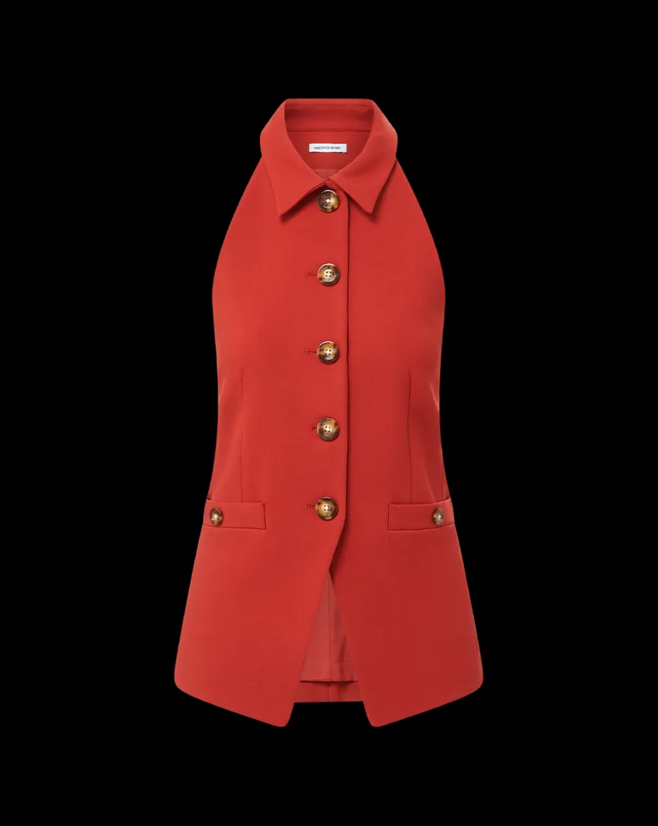 Orlinda Vest in Brick Red