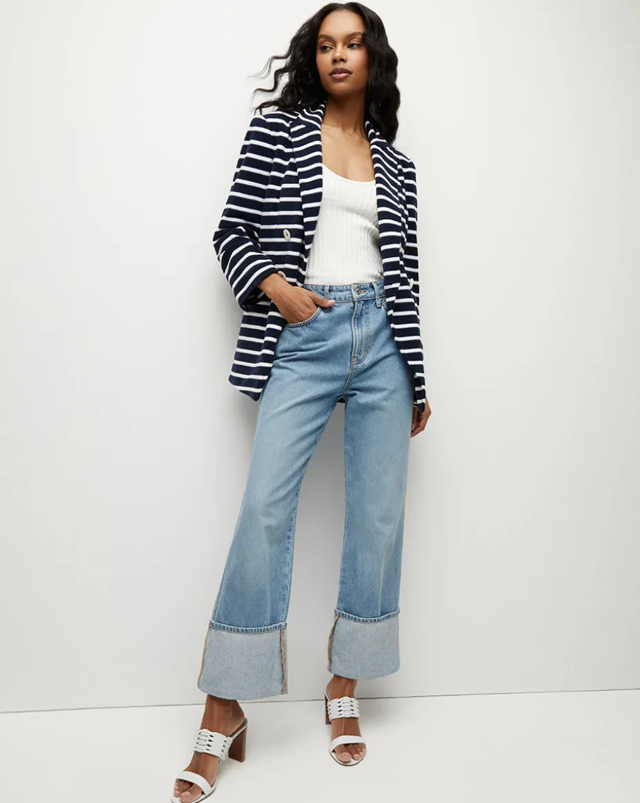 Ortiz Terrycloth Jacket in Marine/Off-White/Blue Surf