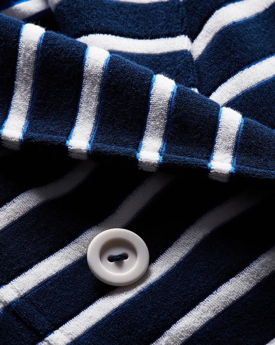 Ortiz Terrycloth Jacket in Marine/Off-White/Blue Surf