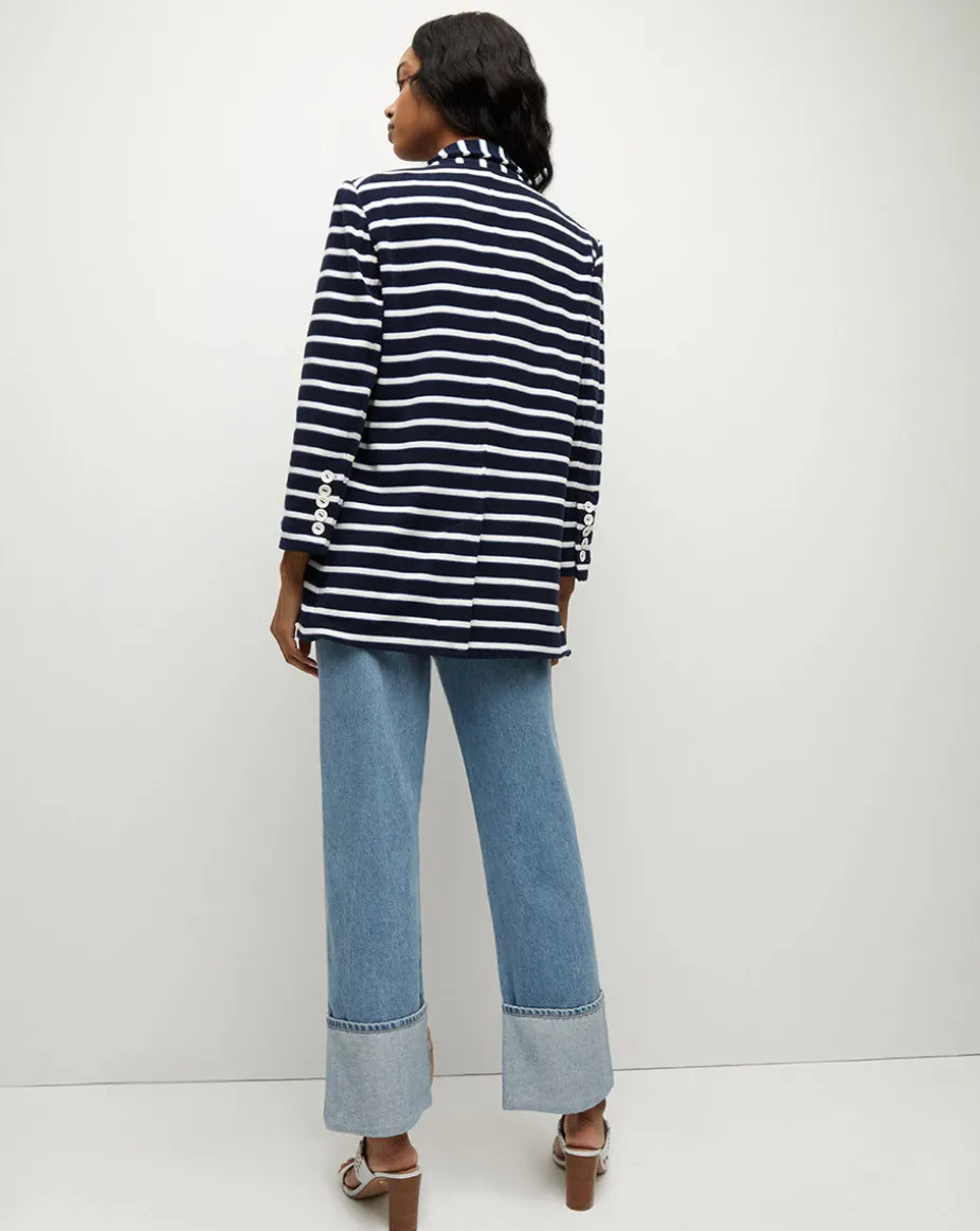 Ortiz Terrycloth Jacket in Marine/Off-White/Blue Surf