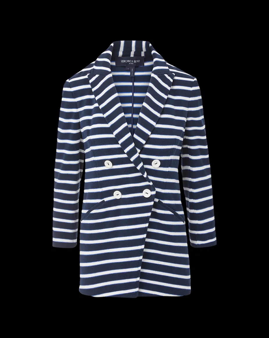 Ortiz Terrycloth Jacket in Marine/Off-White/Blue Surf
