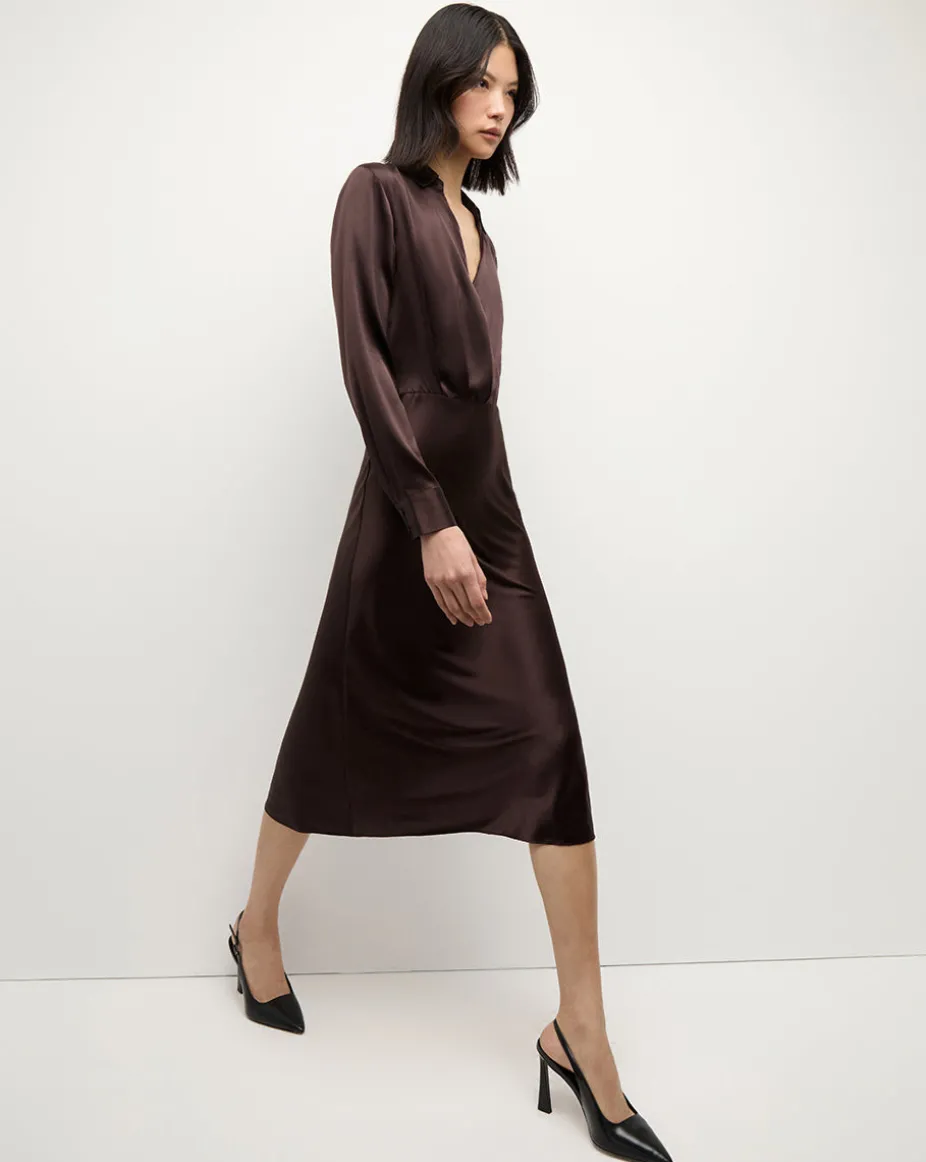 Otis Silk Dress in Dark Chocolate