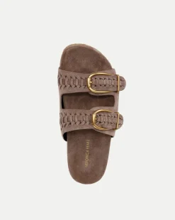 Paige Buckle Sandal in Taupe