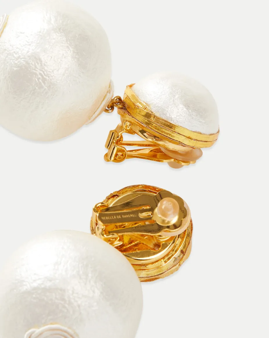 Pearl 2 Drop Earring | Clip Backing in White