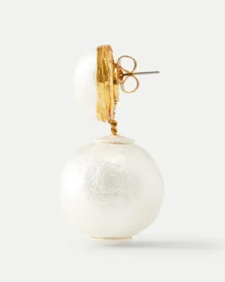 Pearl 2 Drop Earring | Post Backing in White