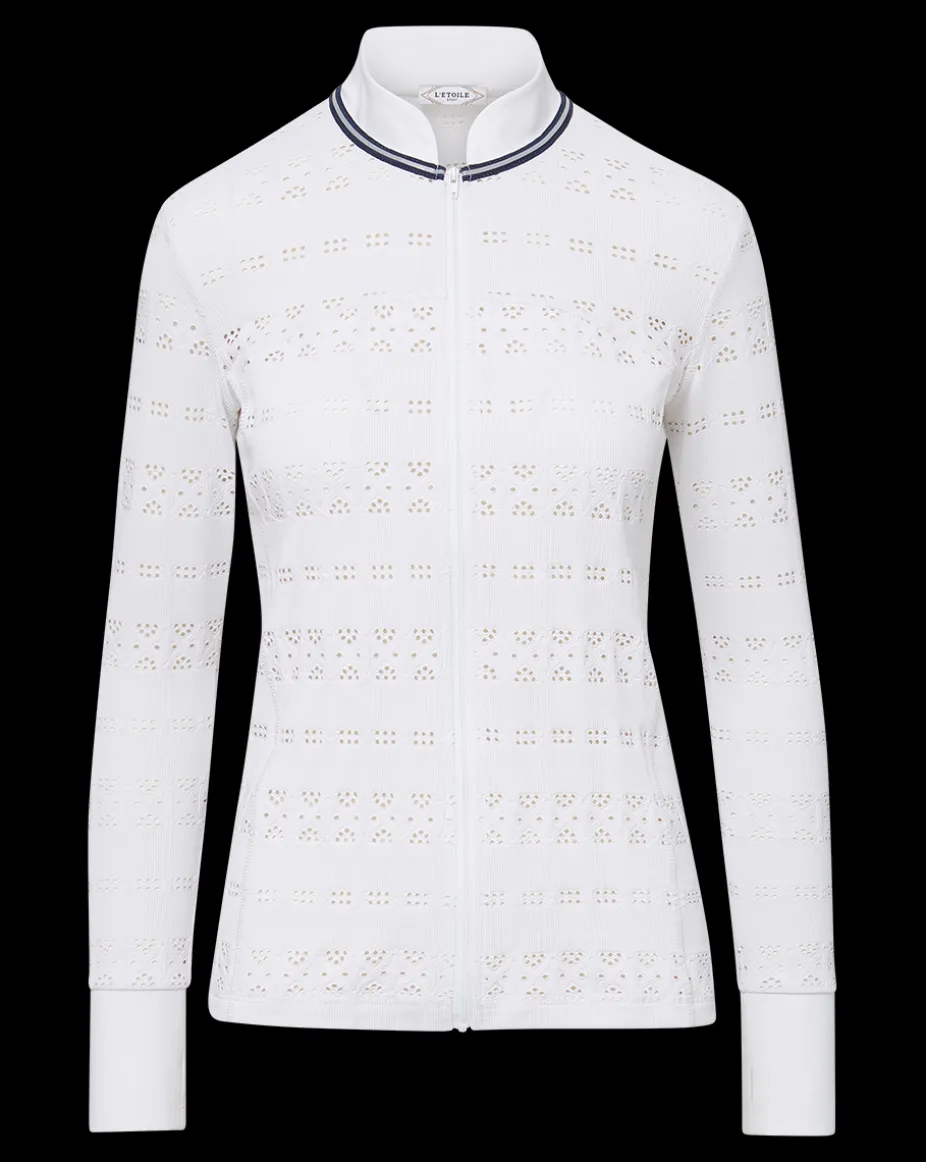 Performance Lace Jacket in White/Navy