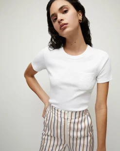 Pruitt White Ribbed Pocket Tee