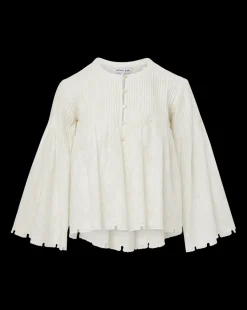 Quimby Bell-Sleeve Cotton Peplum Top
