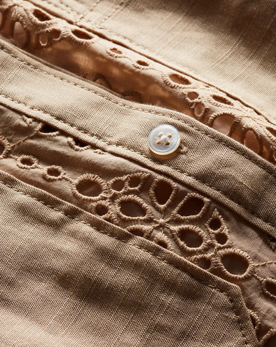 Rafaela Cotton Eyelet Shirtdress in Stone Khaki