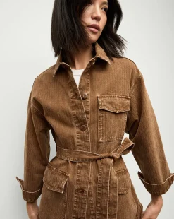 Ramone Denim Chore Jacket in Brown