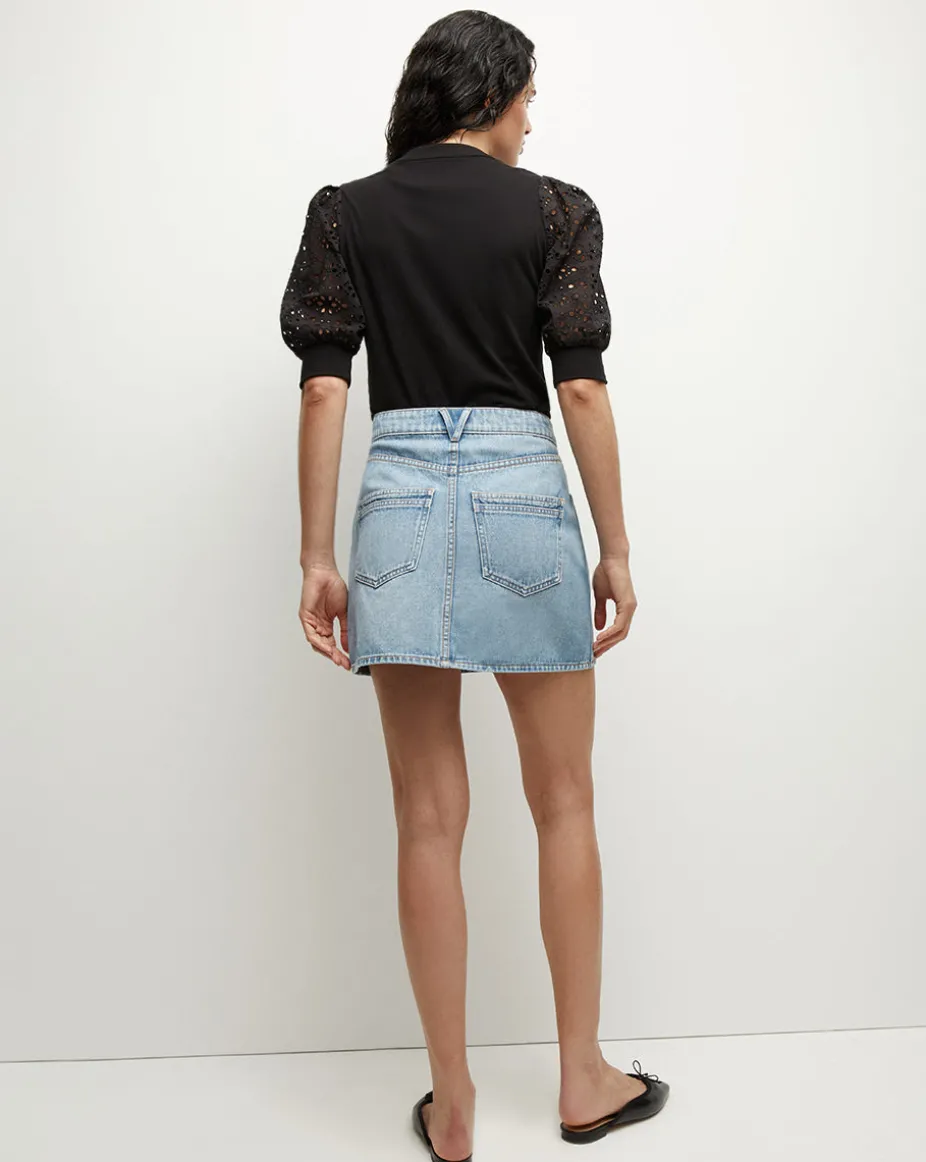Raundi Double-Seam Denim Skirt in Nova