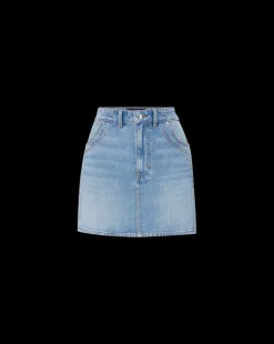 Raundi Double-Seam Denim Skirt in Nova