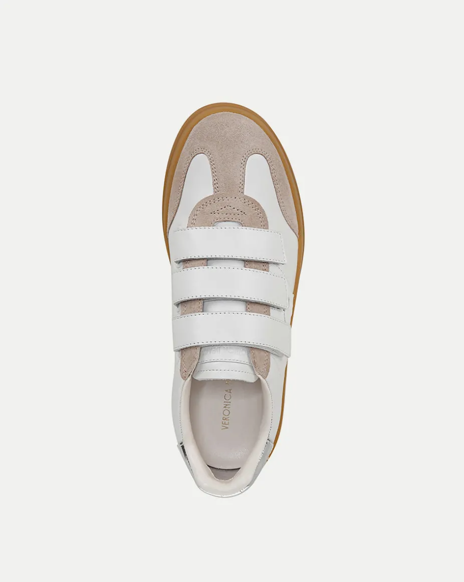 Reagan Velcro Sneakers in White & Silver