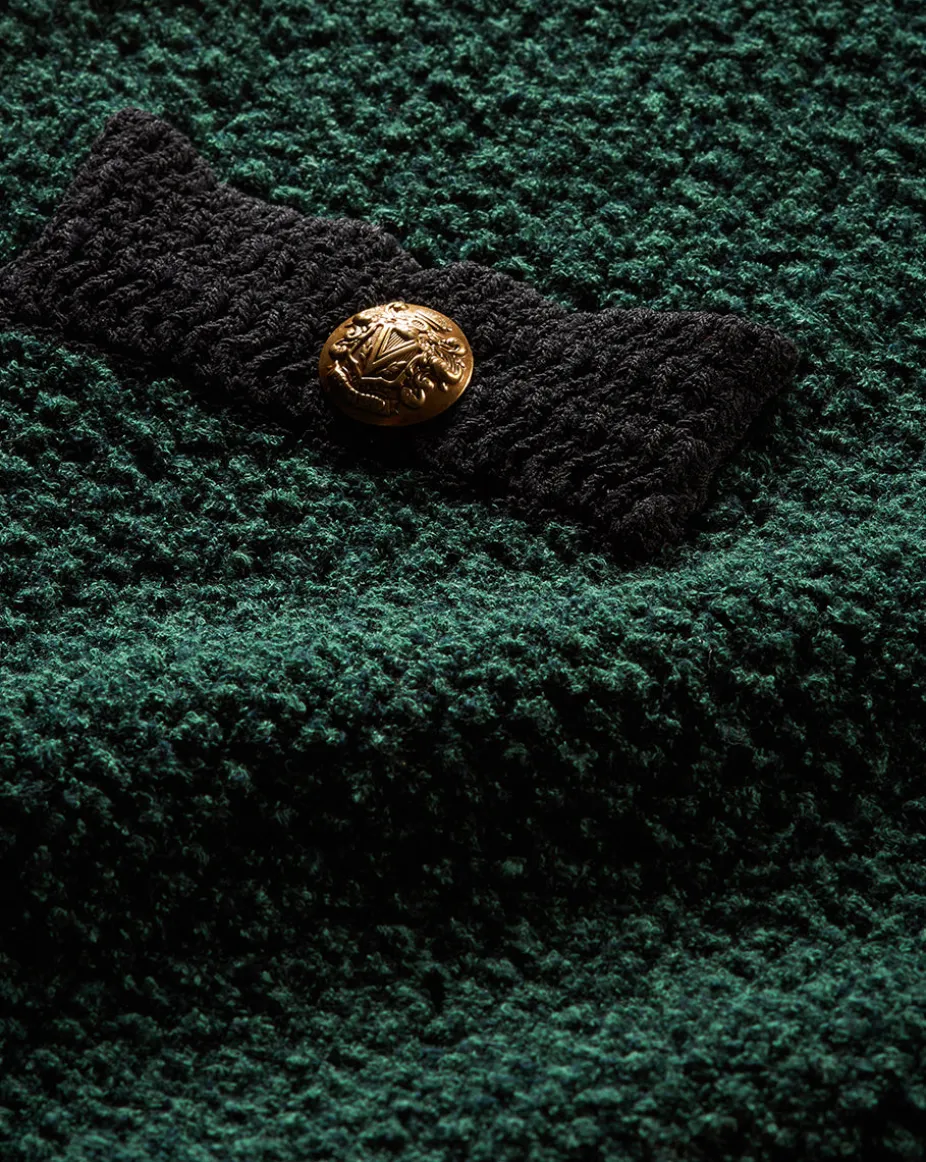 Rivka Tweed Skirt in Dark Green & Black