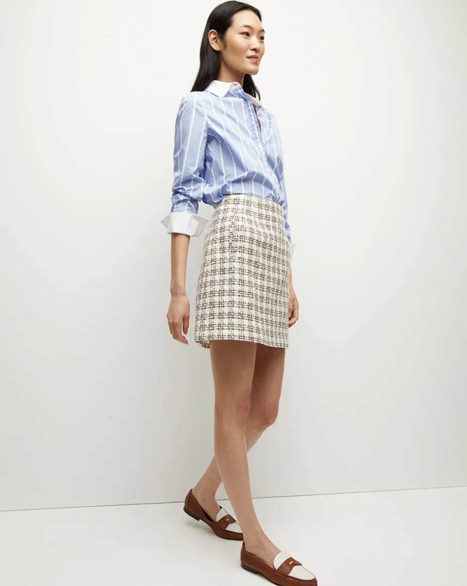 Roman Tweed Skirt in Ivory/Camel
