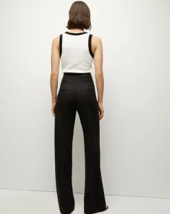 Sandra Ribbed Tank in Ivory/Black