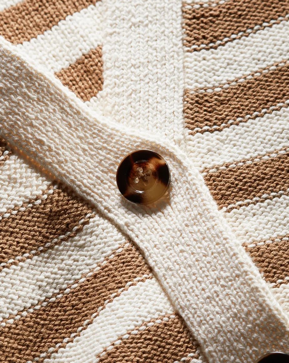 Saylor Cotton Cardigan in Off-White/Khaki