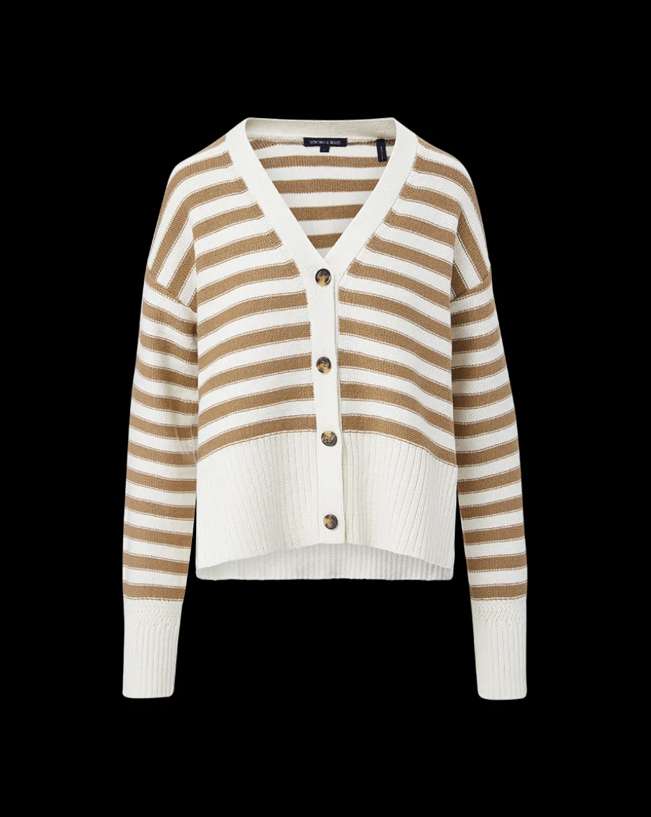 Saylor Cotton Cardigan in Off-White/Khaki