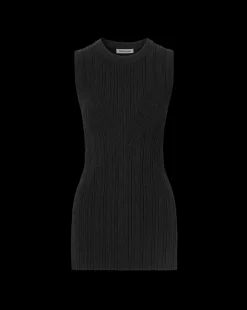 Semma Rib-Knit Tank in Black