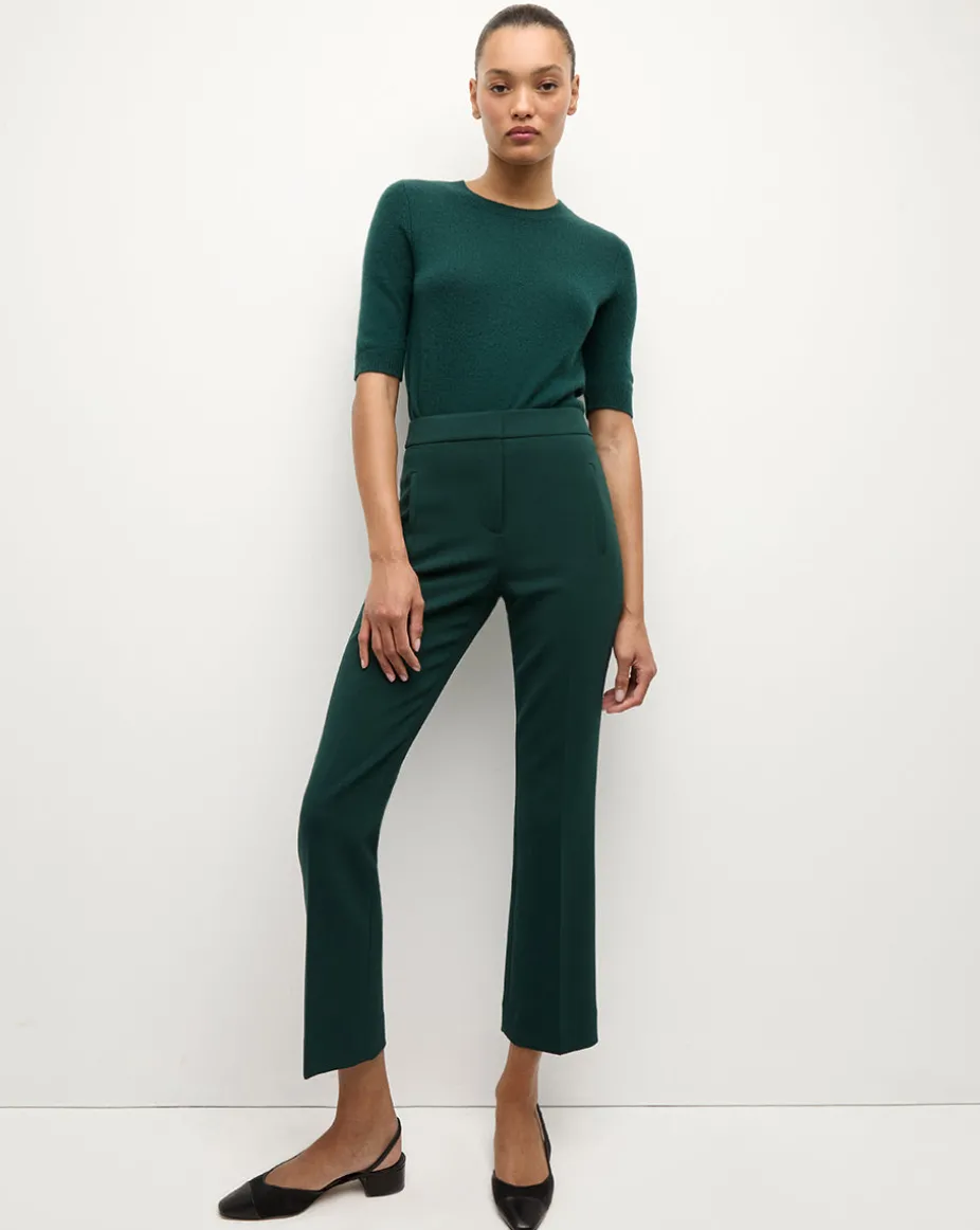 Shana Short Sleeve Cashmere Sweater in Dark Green