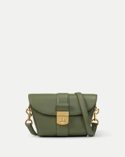 Small Crest Lock Trap Bag in Stone Army