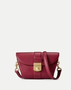 Small Crest Lock Trap Bag in Burgundy