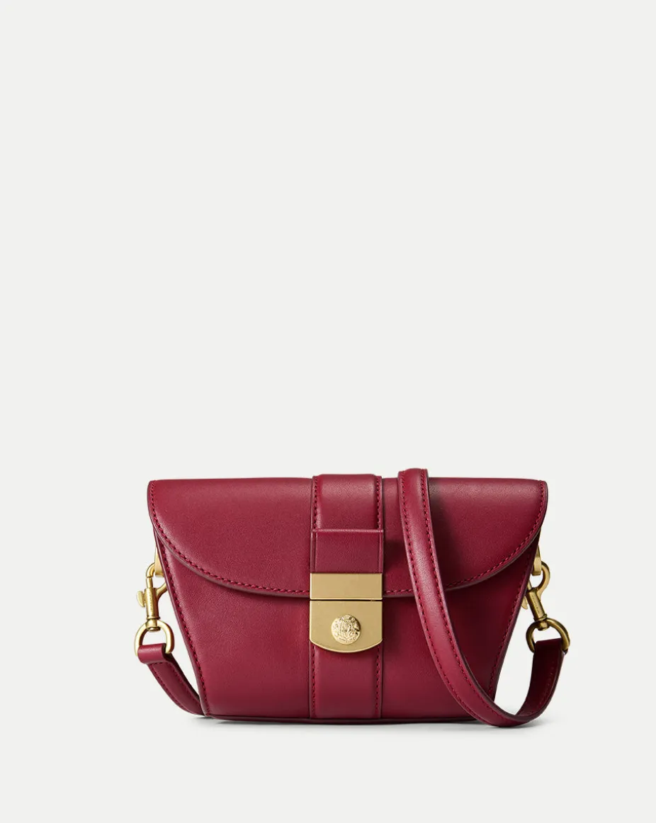 Small Crest Lock Trap Bag in Burgundy