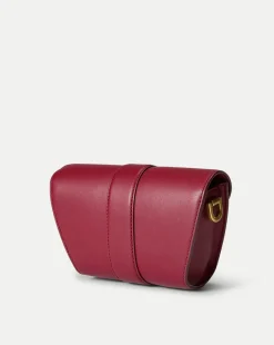 Small Crest Lock Trap Bag in Burgundy