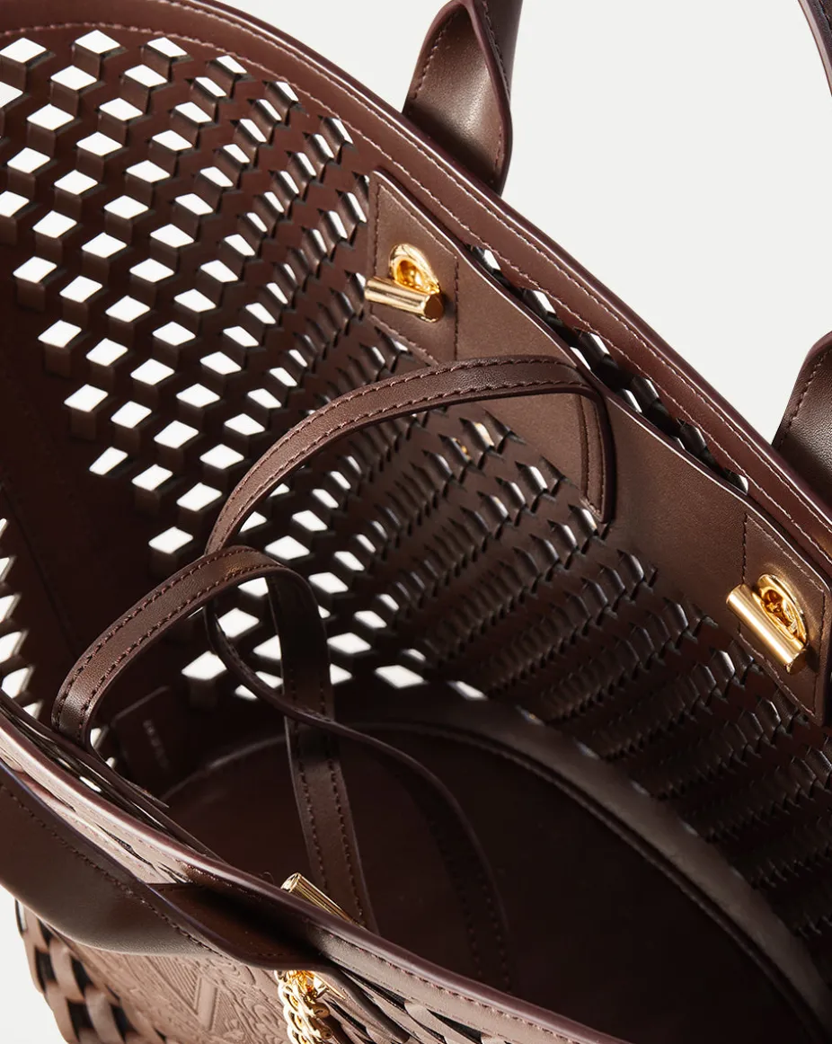 Small Crest Market Tote in Dark Brown