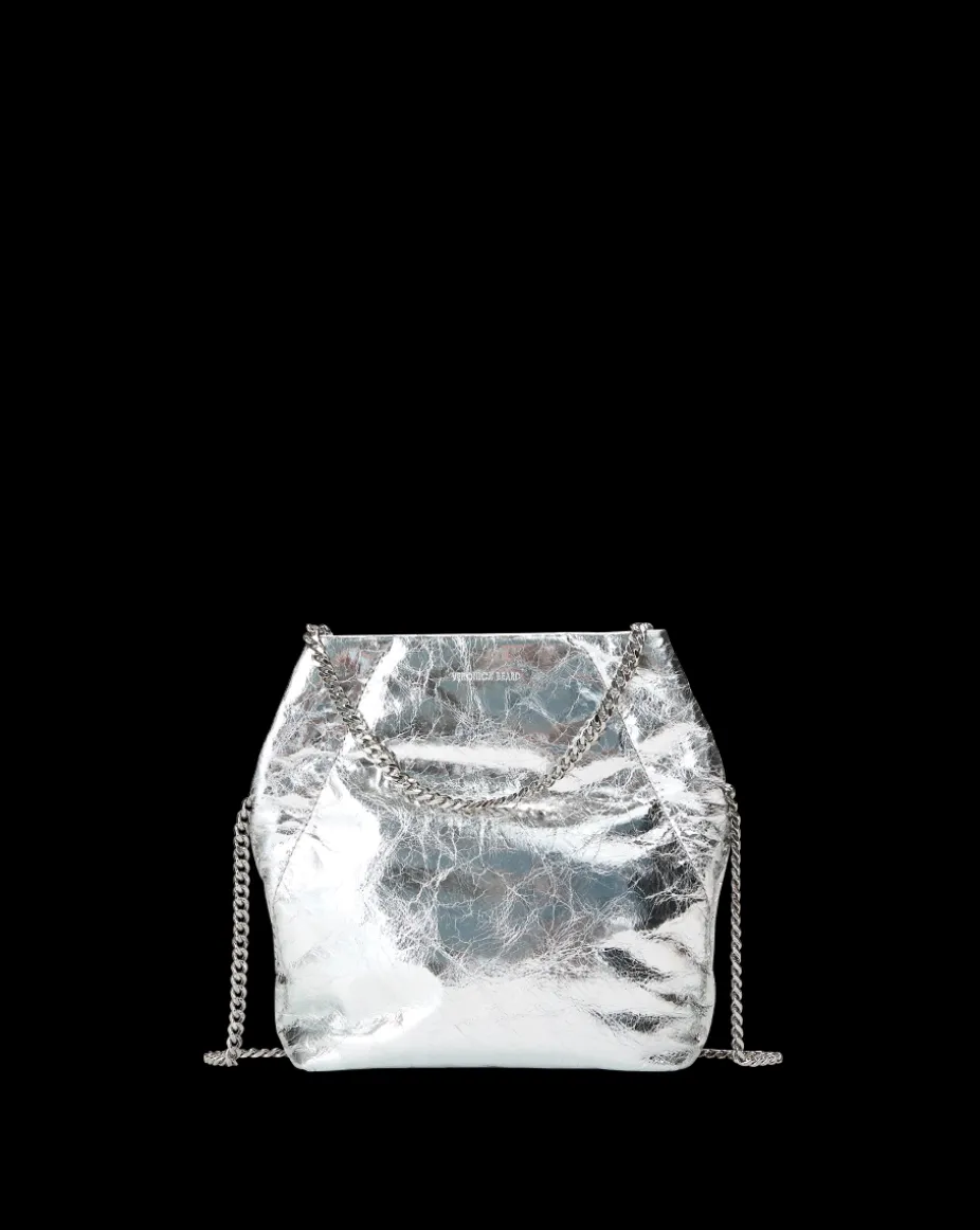 Small Metallic Slouch Shoulder Bag in Silver